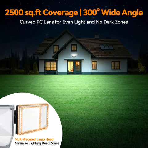 85W LED Flood Lamp Sheds 10000 Lumens Of Real Juice With Four Pivot Heads And Dusk To Dawn Switch For Solid Yard Defense. Multi-faceted lamp head with curved lens for wide-angle light coverage.