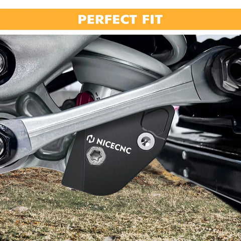 Beefy Aluminum Linkage Guard For Motorcycle Shock Linkage And Clevis Protection Off Road Trail Shield To Defend Against Rocks Logs And Debris Easy Bolt On Mount CNC Machined Durability on rear suspension