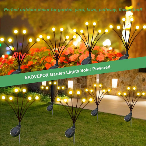 Two Pack Solar Firefly Lights For Outdoors Waterproof Garden Pathway Yard Patio Decor Swaying In The Wind LED Landscape