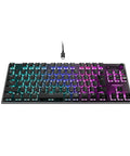 Top Tier Tenkeyless Mechanical Gaming Keyboard Featuring Silent Linear Switches And Dynamic Rgb Lighting Ultra Slim Profile displayed from above.