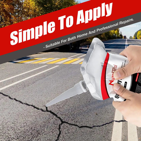 Self Leveling Asphalt Crack Filler And Concrete Crack Sealant For Driveways Patios Walls And Garage Floors Quick Dry Waterproof Bond 2 Pack Easy Patch For Long Lasting Durability applied on asphalt road