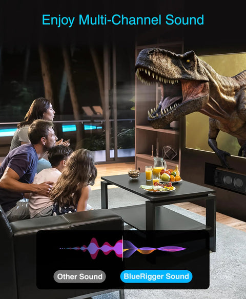 Family enjoying a thrilling movie experience using Badass Toslink Digital Optical Audio Cable 15 Feet Long In Wall Cl3 Rated.