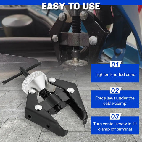 Beefy Battery Terminal And Wiper Arm Puller Kit 6-28 Mm Pro Grade Heavy Duty Bearing Remover Tool in use tutorial.