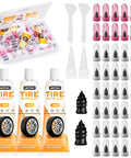 Total Game Changer for Emergency Flat Repairs Featuring 40 Piece Tire Plug Kit and Three Tubes of Thick Black Tire Sealant to Caulk Screw Holes and Nail Punctures in Tubeless Treads Super Fast in organized repair kit.