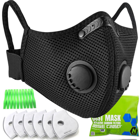 Prolonged Comfort Upgraded M Plus Dust Mask Reusable Respirator With Six Layer Filters And EAPI Filtration Technology on display with extra filters