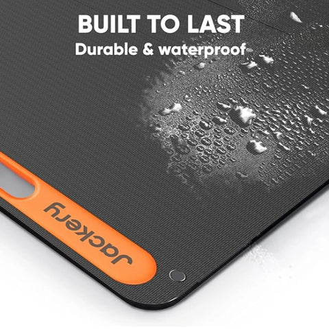 Close-up of SolarSaga 200W Portable Foldable Bifacial Solar Panel showing water resistance and durable surface.