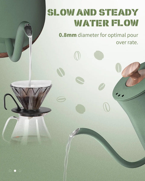 Gooseneck Electric Kettle 0.8L 1000W Stainless Steel Pour Over Kettle For Coffee And Tea With Auto Shut Off, pouring coffee