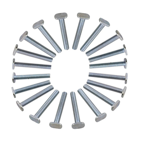T Slot Bolt Set 20 Pack Two And A Quarter Inch Tee Bolts For Woodworking And T Track Jig Bolts arranged in a circle