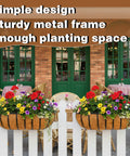 Gonna Love How Fresh These 2 Pack 24 Inch Railing Planter Boxes Look On Your Patio Featuring Heavy Duty Metal Frames And Natural Coir Liners Zero Fuss Window Boxes For Deck Balcony with vibrant flowers.