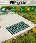 Square Catch Basin With Fiberglass Grate And Debris Basket 26x18x24 Inch installed in a yard with concrete surrounding.