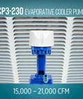 Front view of Evaporative Cooler Pump For Swamp Coolers And Lab Water Circulation 230 Volt 563 Gallons Per Hour Six Foot Cord