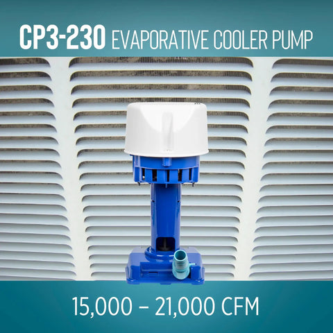 Front view of Evaporative Cooler Pump For Swamp Coolers And Lab Water Circulation 230 Volt 563 Gallons Per Hour Six Foot Cord