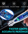 Rugged Automotive Test Light 3 to 60V DC Digital LED Circuit Tester With Anti Lost Needle Guard Protection For No Fuss Safe And Handy On The Go Diagnostics And Quick Fault Fixes, hand-held with LED display