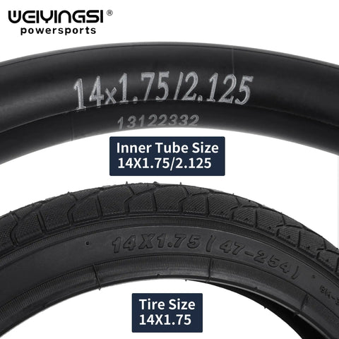 Close-up of Kids 14 Inch Bike Tire and Inner Tube Set Heavy Duty 14x1.75 47 254 Tire and 14x1.75 2125 Inner Tube