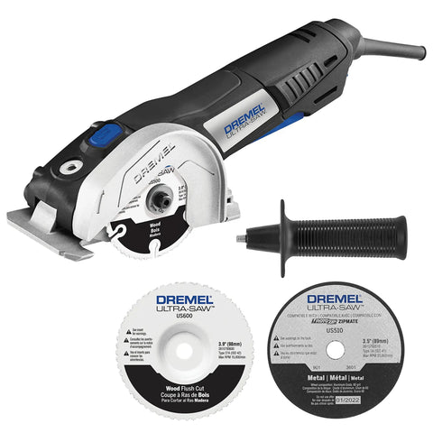 Ultra Saw Corded Compact Saw Tool Kit with 3 Cutting Wheels and Auxiliary Handle for Plunge and Flush Cutting, 7.5 Amp Motor