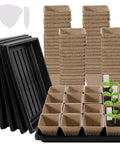 5 Pack Seed Starter Trays With 90 Square Peat Pots Made From Plant Based Pulp Seed Germination Kit With 40 Plant Labels displayed