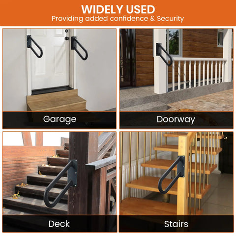 Steel Jamb Mount Handrail Built Tough Heavy Duty Stair Railing for Decks Porches and Mobile Homes in various locations