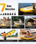 7 gas nozzles for Cordless Electric Paddle Board Pump With Auto Off And Dual Stage Inflation Deflation 7 Nozzles for SUPs
