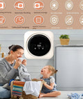 Ditch The Laundromat Compact 2 In 1 Washer And Dryer With Lcd Display, 11 Lb Front Load Stainless Tub, Four Delicate Cycles, Apartment Sized Wall Mount Rack For Rvs And Studios in a home setting with a mother and child.