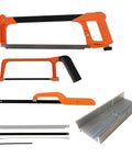 Hacksaw Set With 12 Inch Steel Frame Replaceable Blades And Metal Miter Guide For Metal Wood And PVC Pipes 3 Piece Handsaw Kit