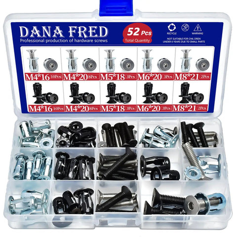 52 Piece Jack Nut Kit With Countersunk Socket Cap Screws For Hollow Doors And Soft Walls DIY Friendly Easy Install Expansion Inserts