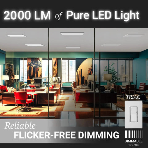 1x2 Ft LED Surface Mount Panel Light With 5 CCT Options 2700K 3000K 3500K 4000K 5000K Dimmable 22W 2000 Lumens 120V Indoor Ceiling Fixture Black Flush Mount 1 Inch Thick Trim High CRI90