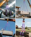Two Pack Two Leg Lifting Slings With Hooks, 4400 Lb Capacity Heavy Duty Polyester Rigging Straps in various industrial settings
