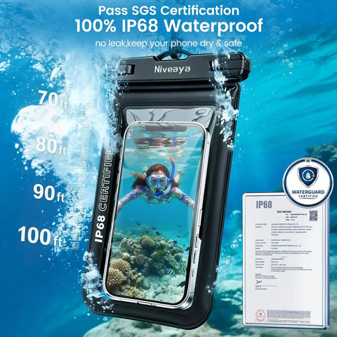 IP68 Floating Waterproof Phone Pouch Two Pack Fits Up To 8.5 Inches With Secure Locking Submersible Case used underwater