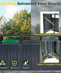 Heavy Duty Outdoor Trash Can Storage Shed For Three Bins With Flip Up Lids And Lockable Doors Galvanized Steel Utility Enclosure