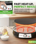 Electric Crepe Maker And Griddle 12 Inch Nonstick Reversible Hot Plate With Adjustable Temperature Control on a kitchen counter