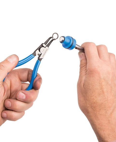 1.3Mm Bent External Snap Ring Pliers With Return Spring And Vinyl Dip Grips In Blue, used on mechanical part