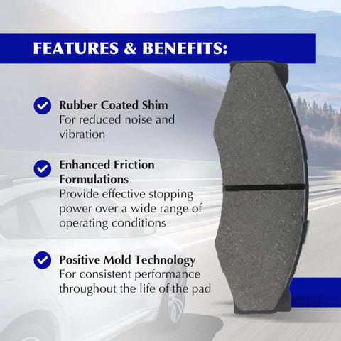 Centric Premium rear ceramic brake pads set, side view (301.09050) for Nissan Altima/Juke/Maxima/Sentra and Renault Koleos/Safrane
