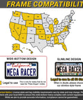 Map showing frame compatibility across US states for Matte Black License Plate Frames 2 Pack Dope Quality Rust Free Stainless Steel Rattle Free Universal Fit.