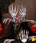 18 Piece Realistic Skeleton Arm Stakes And Halloween Skeleton Hands Set in a basket for spooky outdoor yard decor