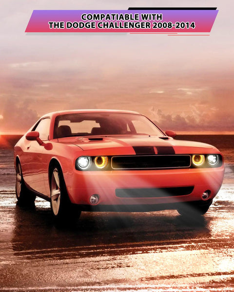 LED Headlights For Dodge Challenger 2008 2014 Full Projector Headlamps With Halo White DRL And Amber Turn Signals