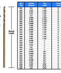 Cobalt Aircraft Extension Drill Bit Set Size 40 6 Inch Pack Of 12 GLBCO Series with length comparison chart and specs.