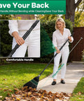 Woman using Heavy Duty Outdoor Broom With Stiff Bristles For Beast Mode Cleaning On Driveways Gardens Garages And More