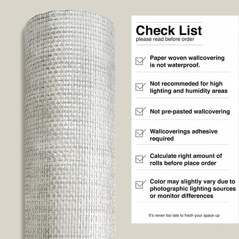 Cosmo Collection Natural Paper Weave Grasscloth Wallcovering 36 Inch Wide By 8 Yards checklist and texture detail