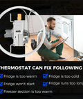Upgrade Refrigerator Cold Control Thermostat 2198202 with eco-friendly materials, shown in use by technician in kitchen