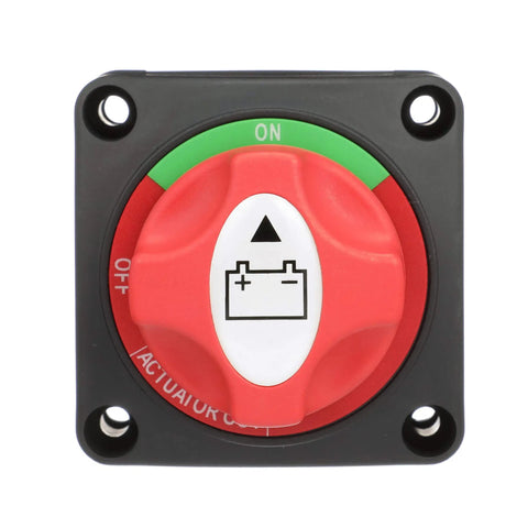 Battery Switch On Off For A Single Battery With Removable Control Knob 12 To 50 Volt DC Marine Power Control Easy Install Prevents Battery Drain Theft Resistant Knob Durable Boat Marine Accessory, red ON/OFF panel