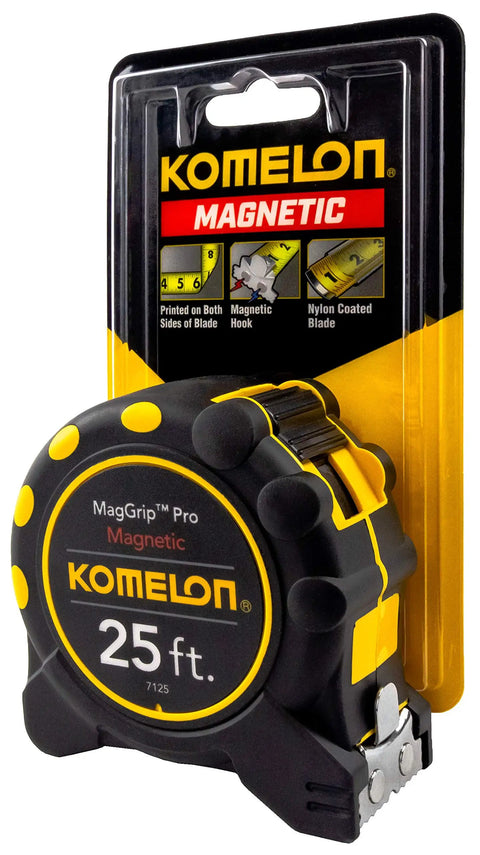 Monster Maggrip 25 Foot Measuring Tape With Magnetic End Yellow Durable Nylon Coated Blade Double Sided Marking Magnetic Dual End Hook