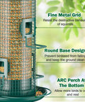 Squirrel Chew Proof Metal Mesh Bird Feeder For Outdoors All Weather Rust Proof 2 Lb Large Capacity No Fuss Refill Finch Cardinal Friendly Gift For Bird Lovers with fine metal grid and round base design.