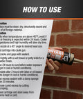 Application guide for Textured Mortar Filler And Sealant For Concrete And Masonry, Premium Elastomeric Latex Caulk, 10.1 Oz, with brick wall.
