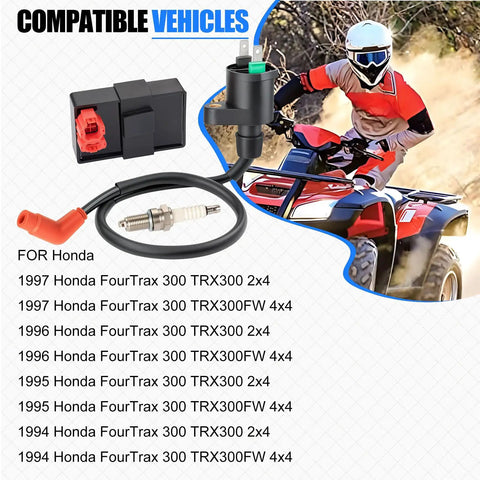 Rugged Ignition Coil Igniter CDI Box Kit For FourTrax 300 TRX300 TRX300FW ATV 1994 1995 1996 1997 2x4 4x4 Replacement OEM Style