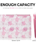Floral 5 Pocket Accordion File Organizer for Bills Receipts and Documents, pink expanding file with floral pattern, side view