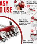 Instructions for using Sheet Metal Edge Roller Bender For 0-100 Degree Bends, showing setup and operation features.
