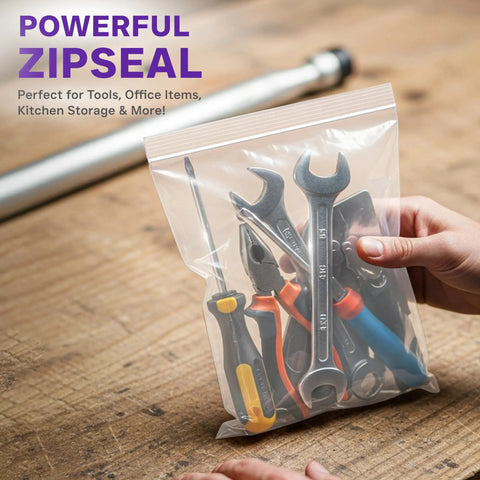 Heavy Duty Zip Seal Storage Bags 8x10 Inches 8 Mil Thick Tear Resistant Airtight Reusable 25 Pack Built For Home Kitchen Office And Travel Organization Tough As Nails, holding tools
