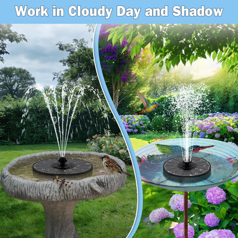 Dope Solar Powered Glass Fountain Pump With 2000mAh Battery in bird bath and garden pond scene with water spray