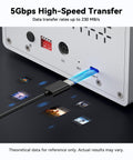Heavy Duty Five Bay External Hard Drive Enclosure Usb C Aluminum Body with high-speed USB-C connection for data transfer.