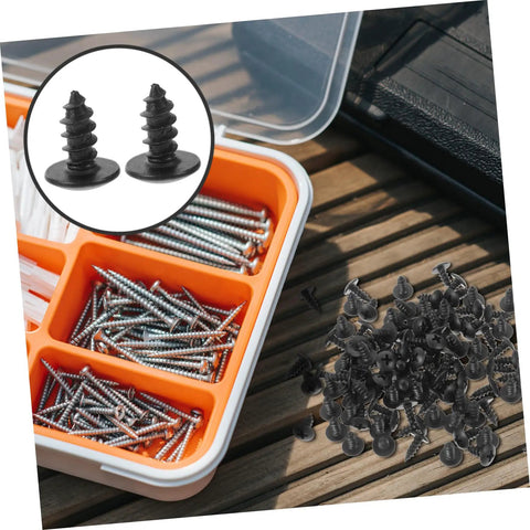 Nailed It With These Dope 100 Piece Miniature Metal Screws in container, showcasing self-tapping tiny fasteners for furniture assembly.